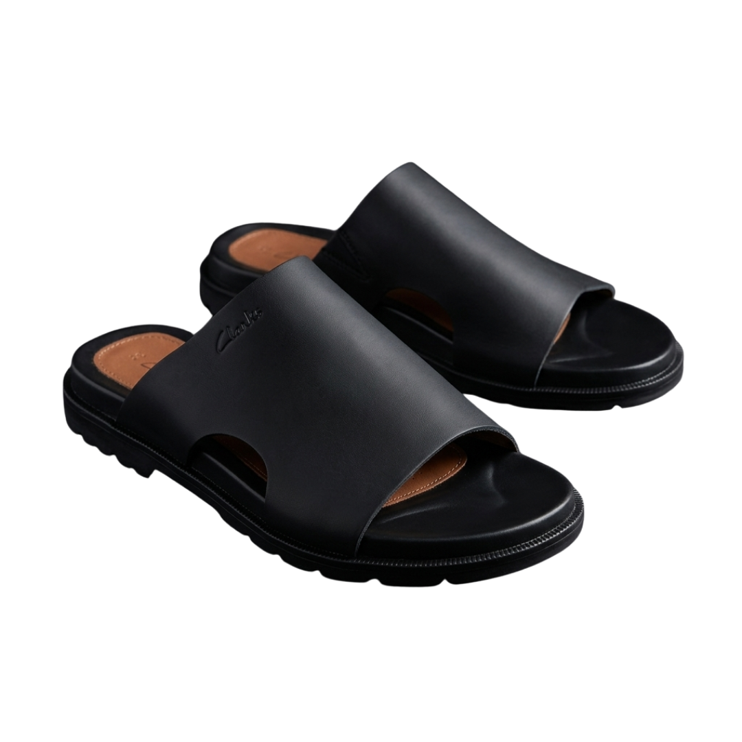 Men Leather Sandals - Black