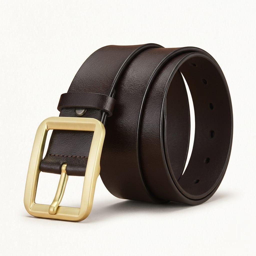 Men's Leather Belt - Dark Tan