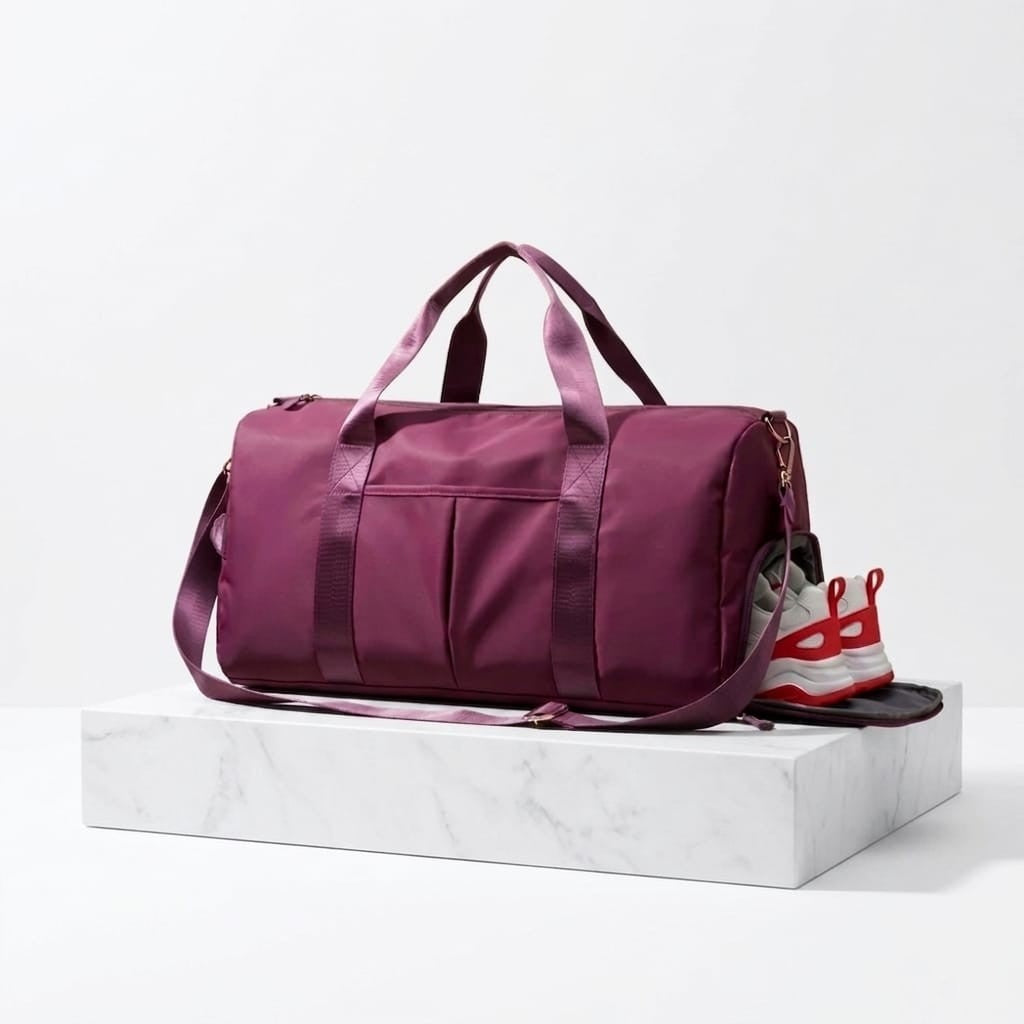 Duffel Bag - Purple – With Shoe Pocket & Wet/Dry Compartment