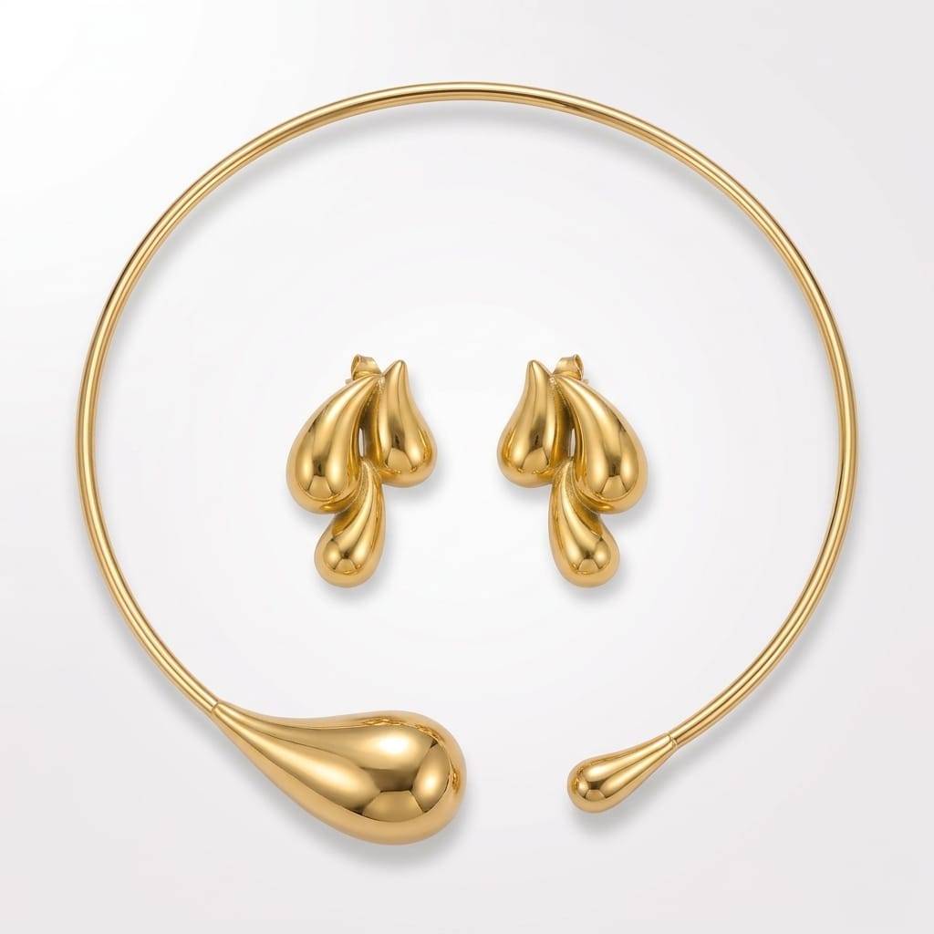 Choker Necklace + Earrings Jewelry Set
