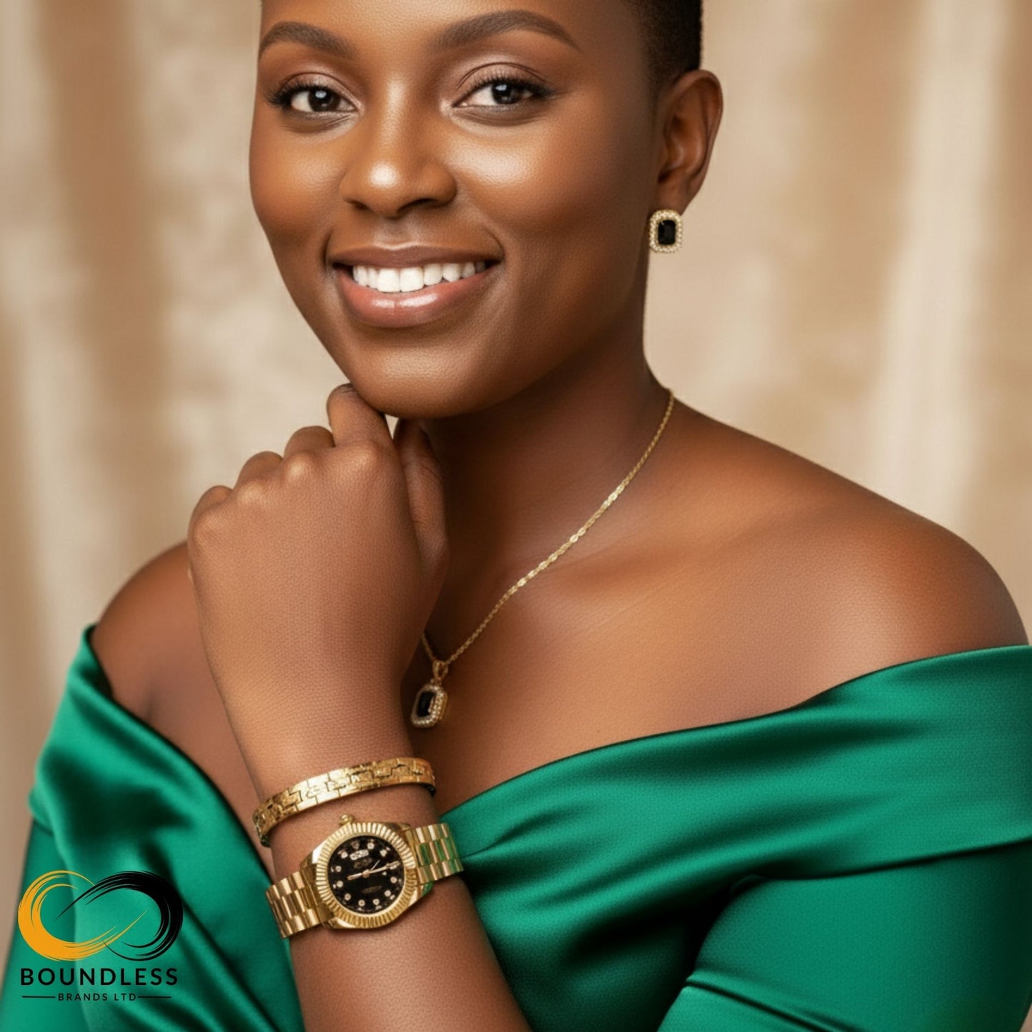 Gold-Toned Luxury Watch & Jewelry Set