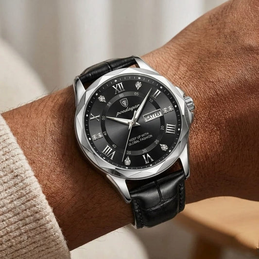 Poedagar Leather Strap Watch