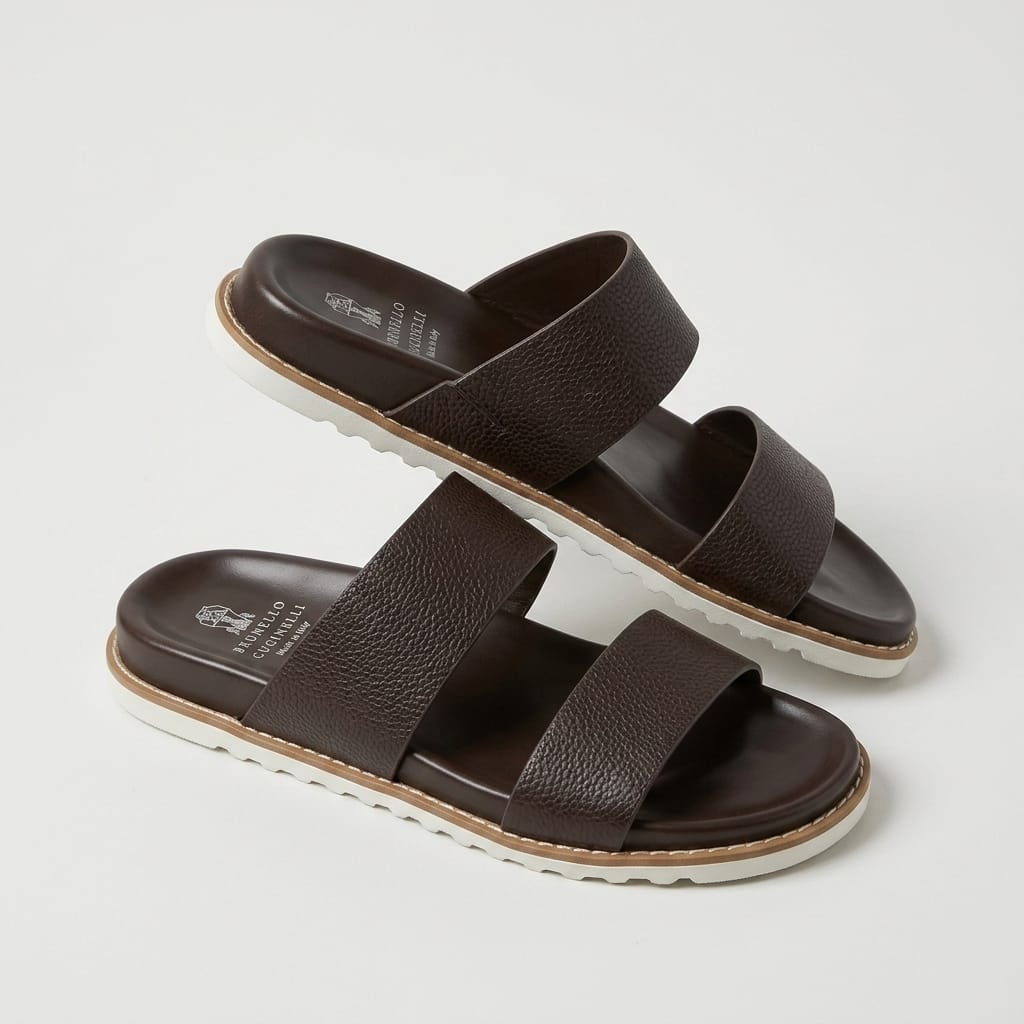 Men Leather Sandals - Coffee