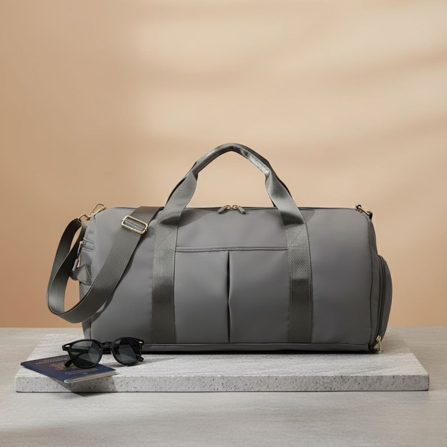 Duffel Bag - Grey - With Shoe Pocket & Wet/Dry Compartment