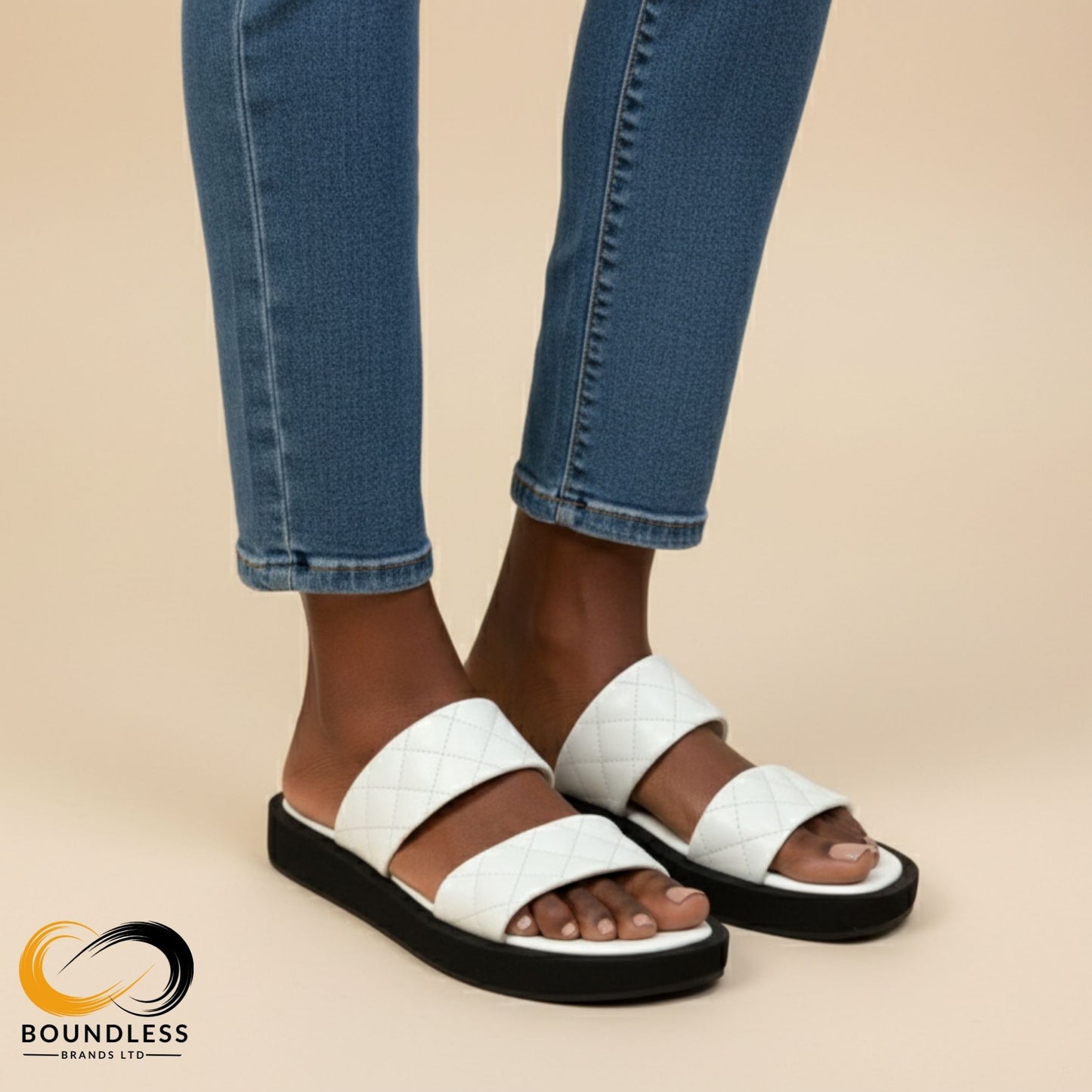 Double Strap Sliders - White