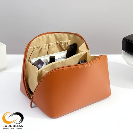 Travel Cosmetic & Toiletry Bag - Brown
