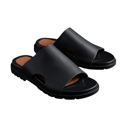 Men Leather Sandals - Black