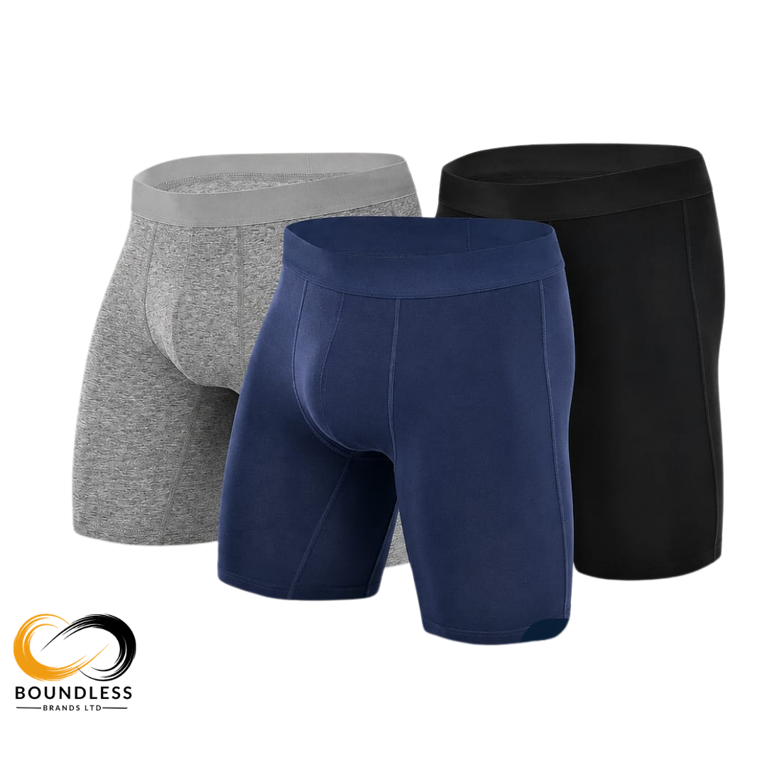 Men’s Premium Boxer Briefs 3-Pack – Soft, Stretchy & Breathable