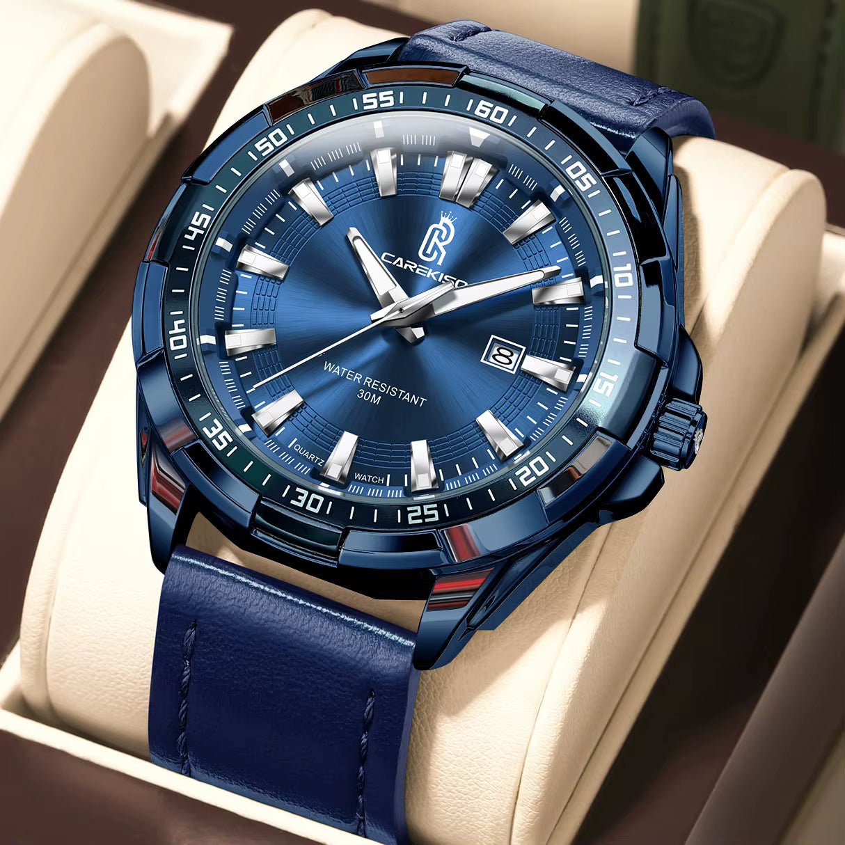 Carekiso Leather Strap Watch - Blue