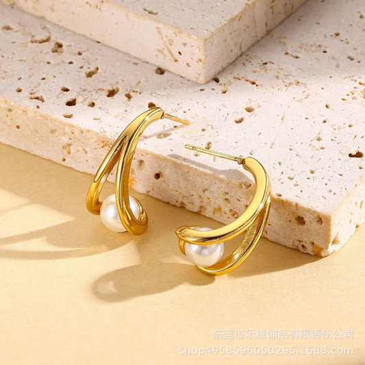 Non Fading Earrings with Pearl Accent