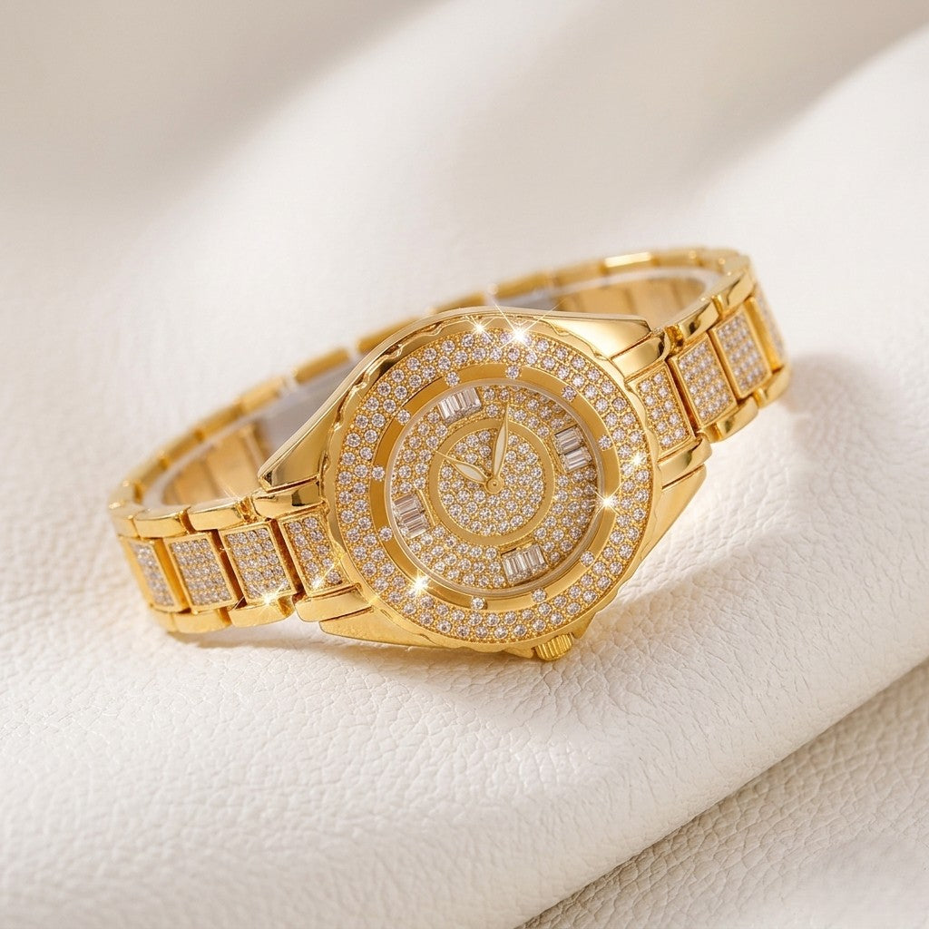 BS Bee Sister Women's Crystal Watch – Gold