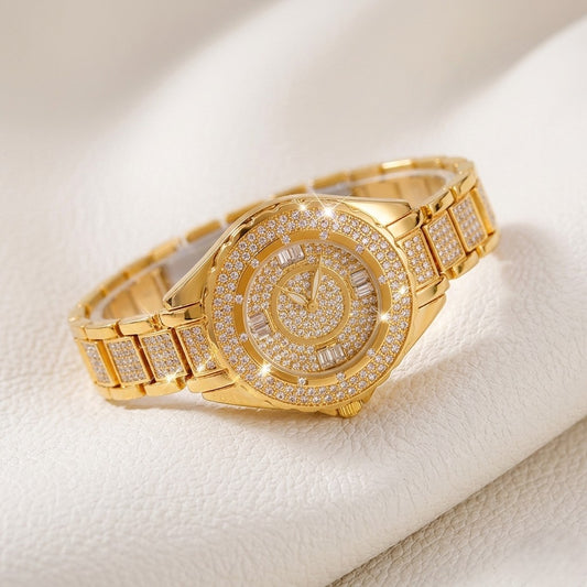 BS Bee Sister Women's Crystal Watch – Gold
