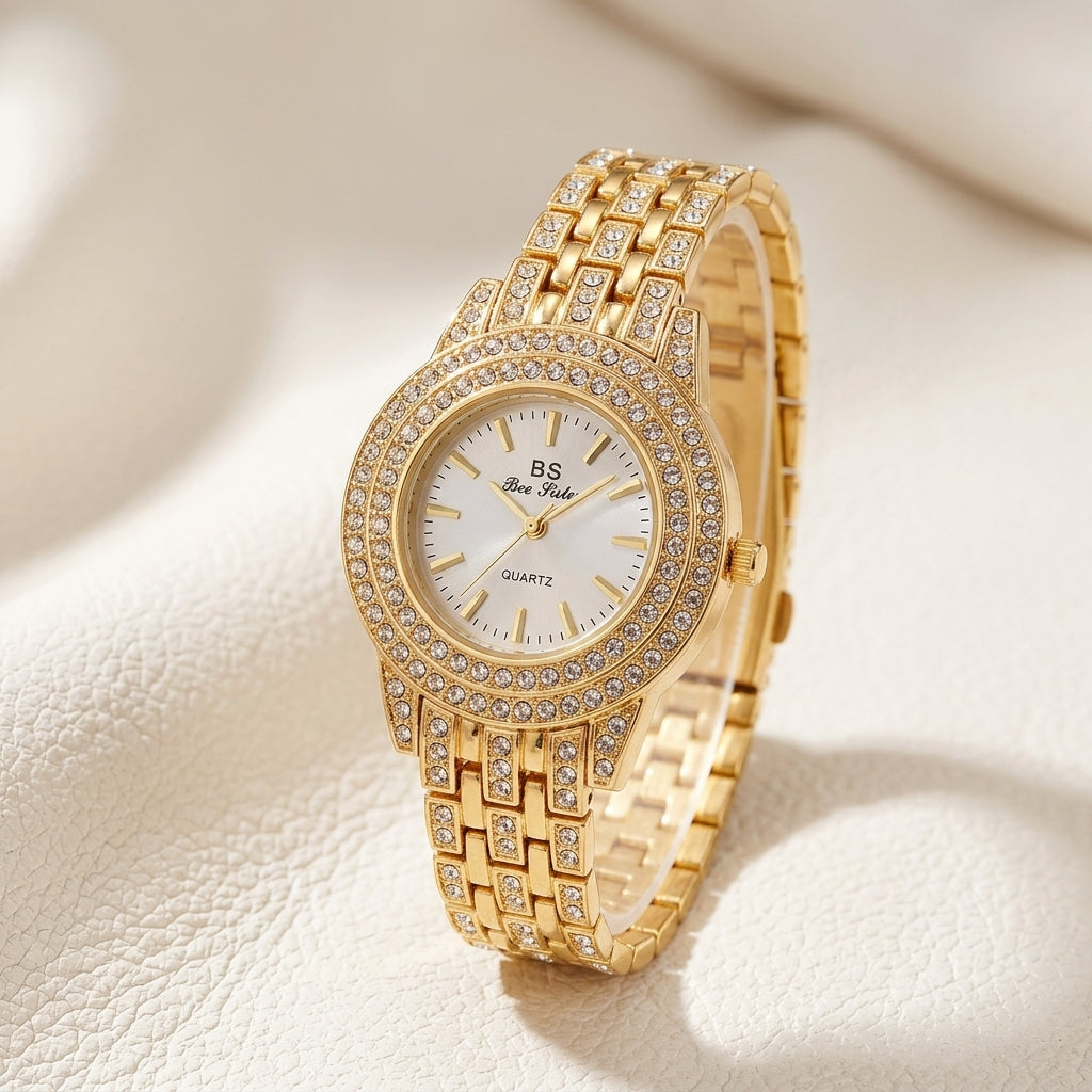 BS Bee Sister Women's Crystal Watch – Gold