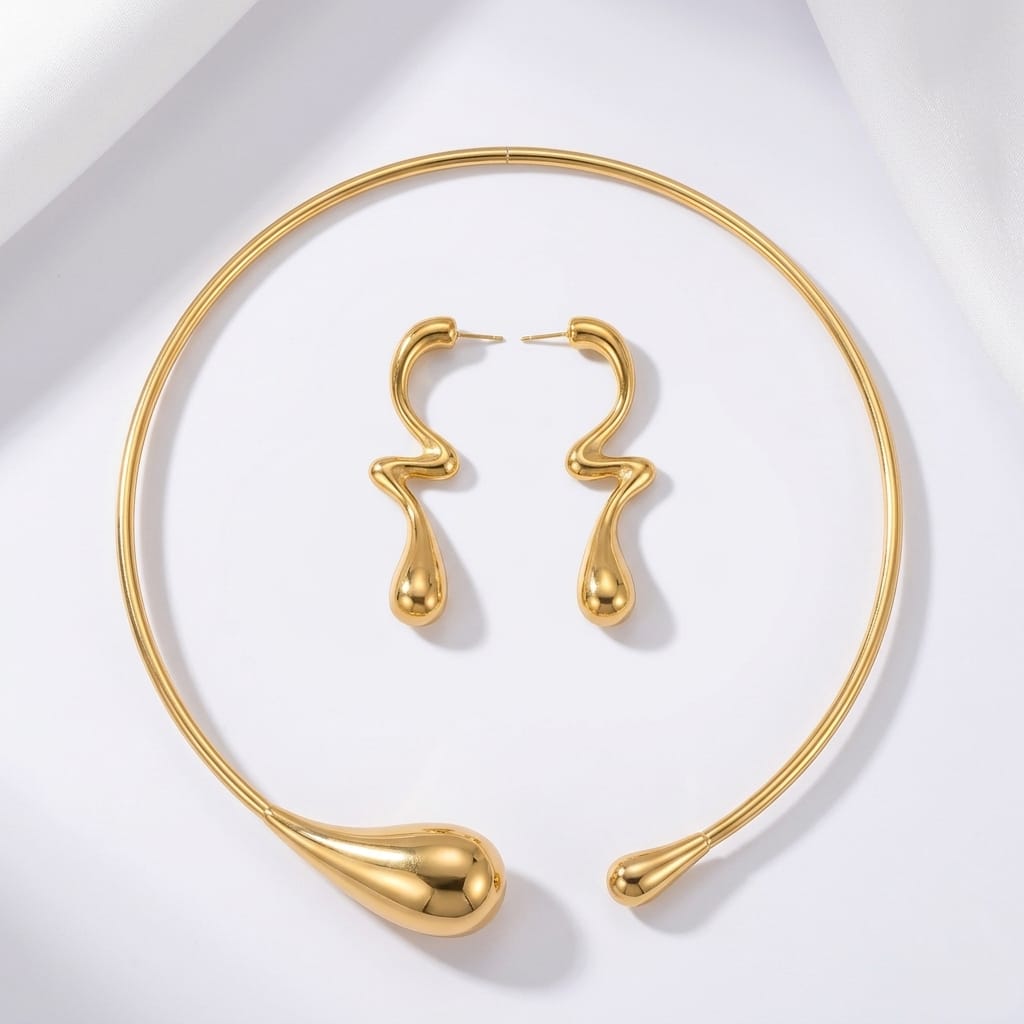 Choker Necklace + Earrings Jewelry Set