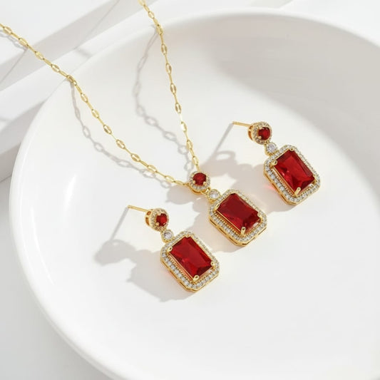 Necklace + Earrings Jewelry Set - Tarnish-Free & Hypoallergenic