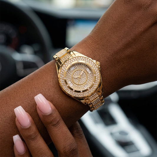 BS Bee Sister Women's Crystal Watch – Gold