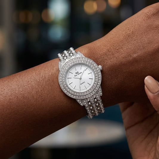 BS Bee Sister Women's Crystal Watch – Silver