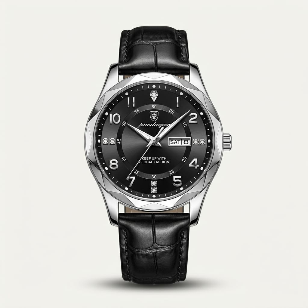 Poedagar Leather Strap Watch