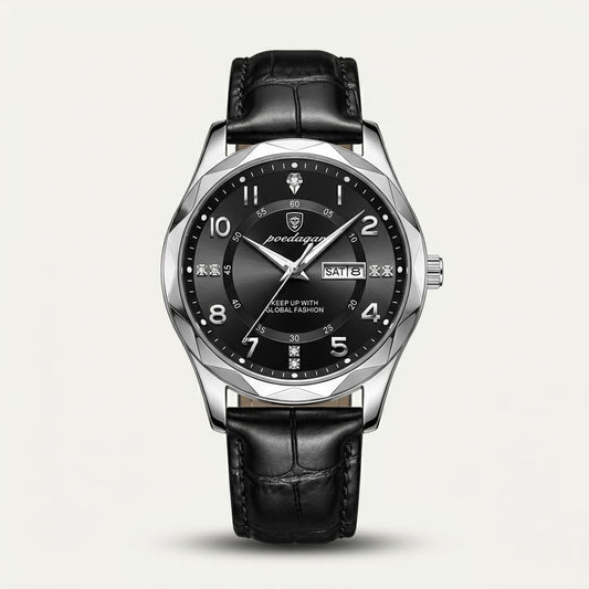 Poedagar Leather Strap Watch