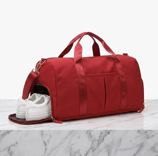 Duffel Bag - Red – With Shoe Pocket & Wet/Dry Compartment