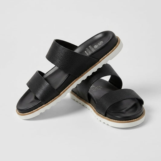 Men Leather Sandals - Black