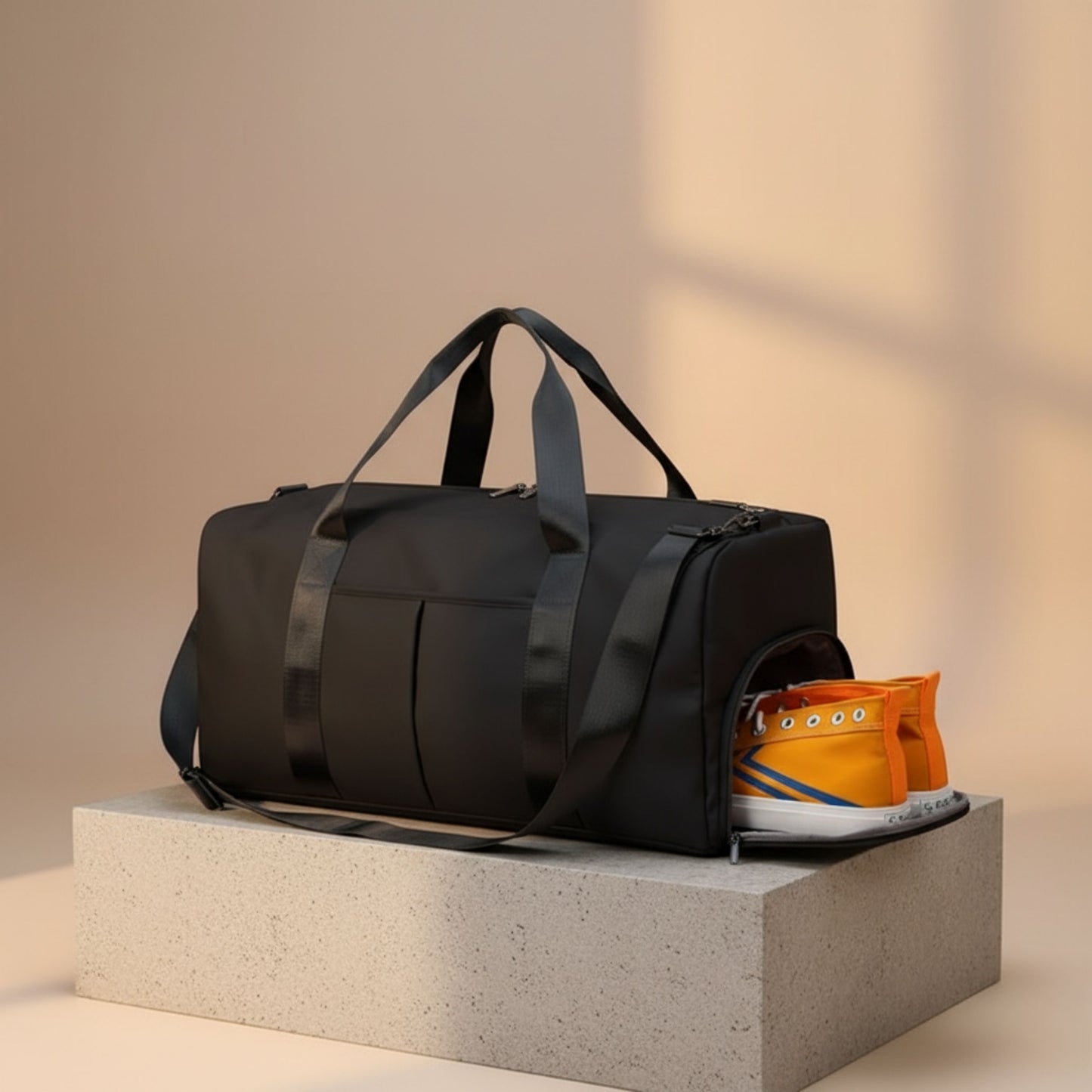 Duffel Bag - Black - With Shoe Pocket & Wet/Dry Compartment