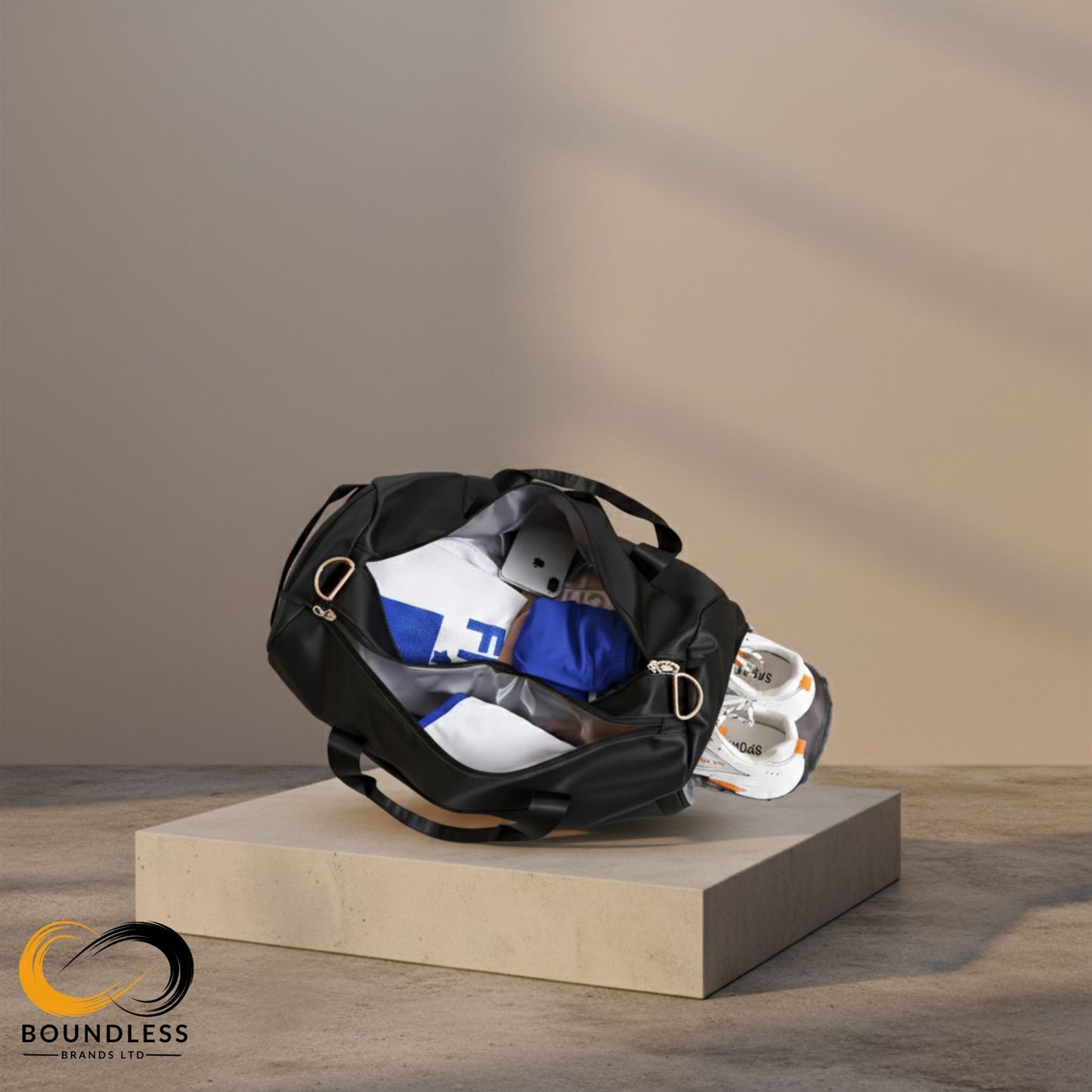 Duffel Bag - Black - With Shoe Pocket & Wet/Dry Compartment