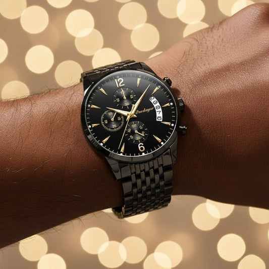 Poedagar All-Black Men’s Chronograph Watch